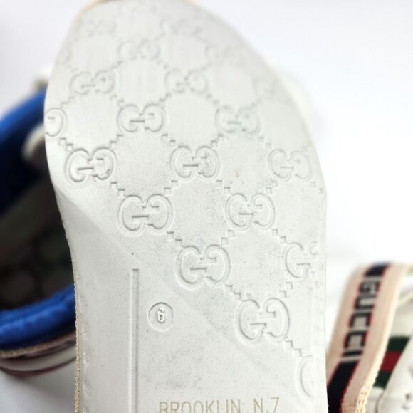 Gucci Stripe Ace High Top Sneakers White Web Strap US 7.5 men / 9 women